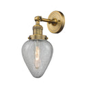 Geneseo Sconce shown in the Brushed Brass finish with a Clear Crackled shade