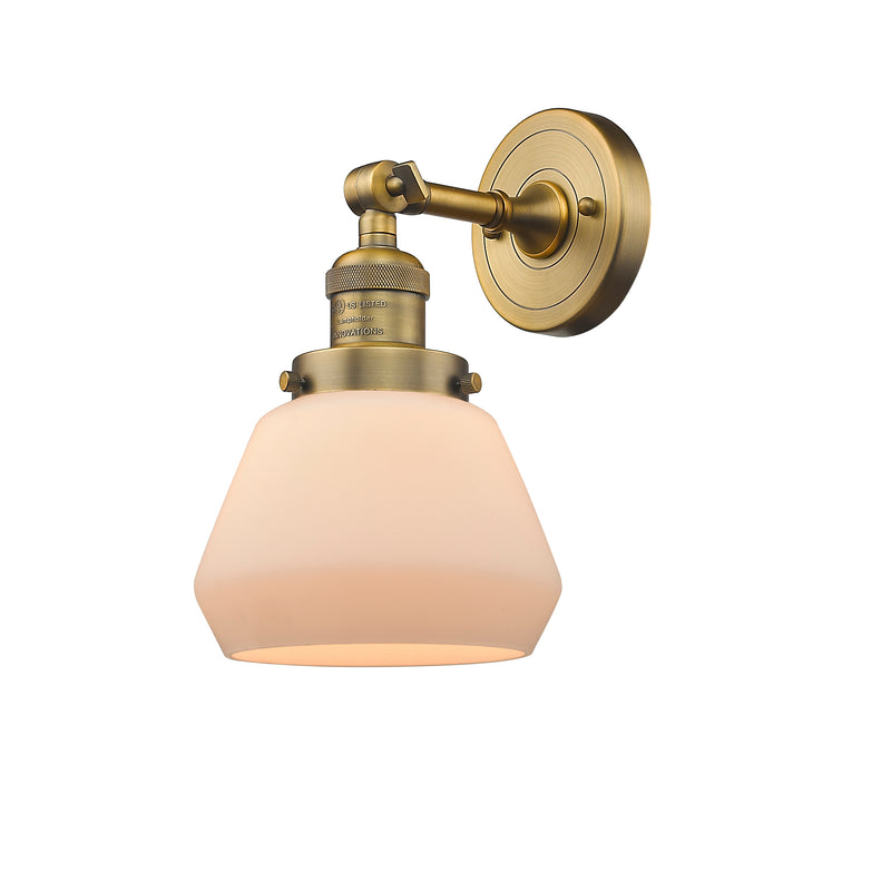 Fulton Sconce shown in the Brushed Brass finish with a Matte White shade