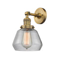 Fulton Sconce shown in the Brushed Brass finish with a Clear shade