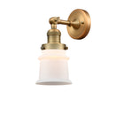 Canton Sconce shown in the Brushed Brass finish with a Matte White shade