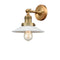 Halophane Sconce shown in the Brushed Brass finish with a Matte White Halophane shade