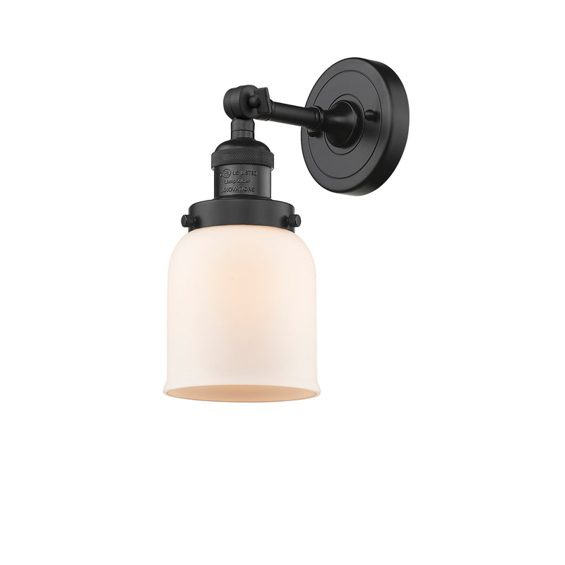 Bell Sconce shown in the Matte Black finish with a Matte White shade