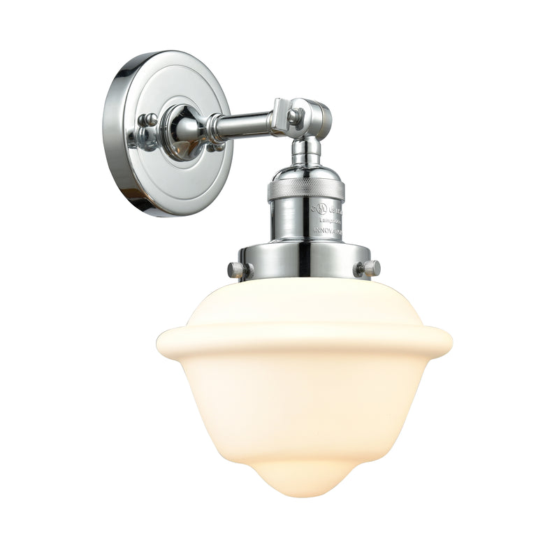 Oxford Sconce shown in the Polished Chrome finish with a Matte White shade