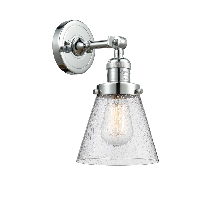 Cone Sconce shown in the Polished Chrome finish with a Seedy shade