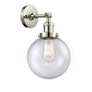 Beacon Sconce shown in the Polished Nickel finish with a Seedy shade