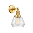 Fulton Sconce shown in the Satin Gold finish with a Clear shade