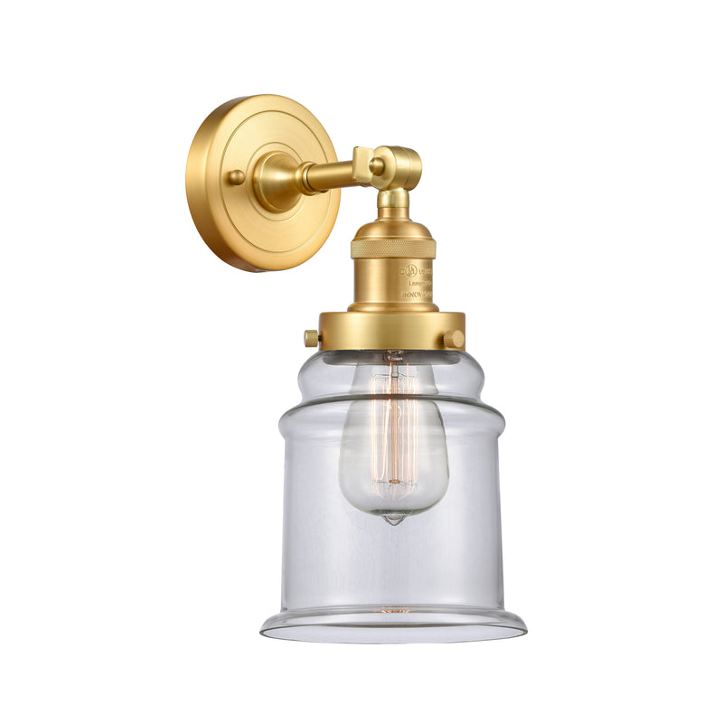 Canton Sconce shown in the Satin Gold finish with a Clear shade