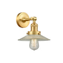 Halophane Sconce shown in the Satin Gold finish with a Clear Halophane shade