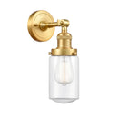 Dover Sconce shown in the Satin Gold finish with a Clear shade