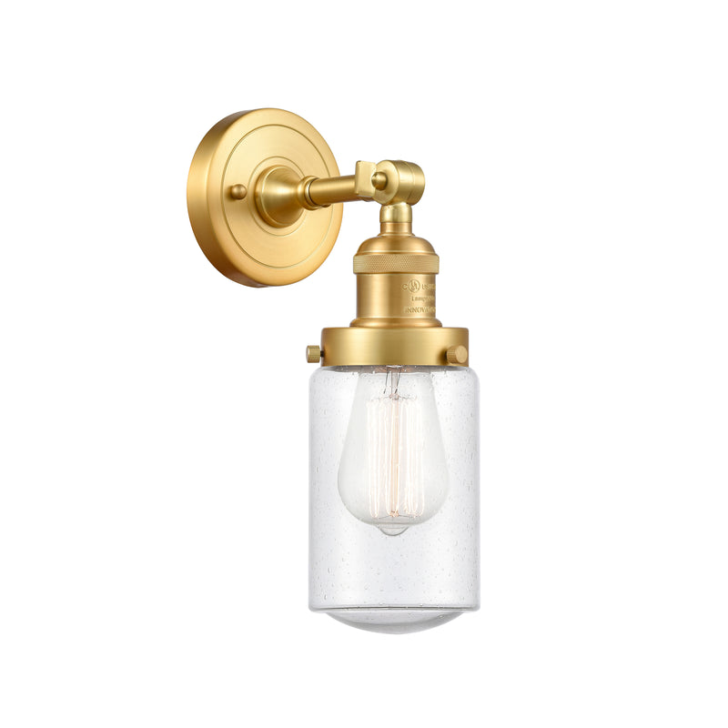 Dover Sconce shown in the Satin Gold finish with a Seedy shade