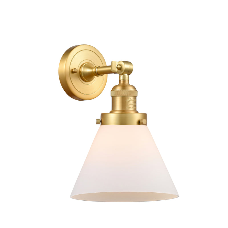 Cone Sconce shown in the Satin Gold finish with a Matte White shade