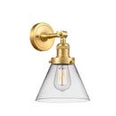 Cone Sconce shown in the Satin Gold finish with a Clear shade