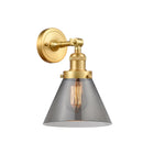 Cone Sconce shown in the Satin Gold finish with a Plated Smoke shade