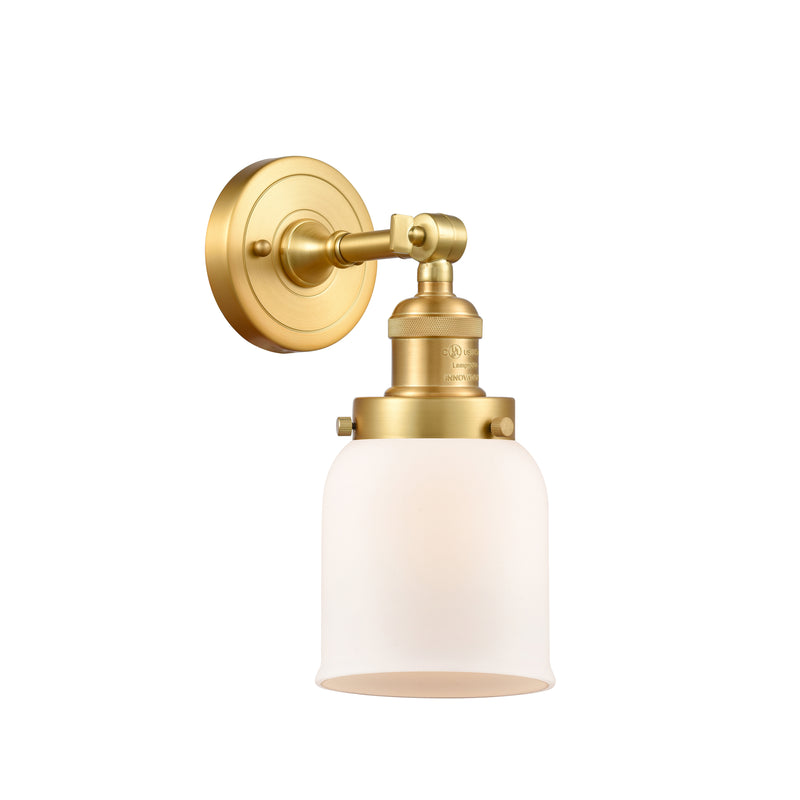 Bell Sconce shown in the Satin Gold finish with a Matte White shade