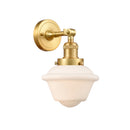 Oxford Sconce shown in the Satin Gold finish with a Matte White shade