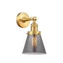 Cone Sconce shown in the Satin Gold finish with a Plated Smoke shade