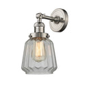 Chatham Sconce shown in the Brushed Satin Nickel finish with a Clear shade