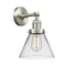 Cone Sconce shown in the Brushed Satin Nickel finish with a Clear shade