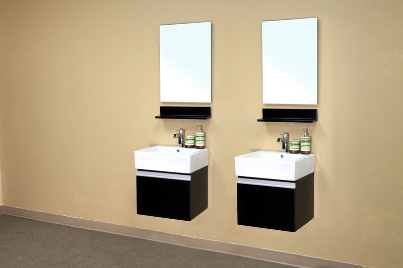 Bellaterra 41" Double Wall Mount Style Sink Vanity Wood Dark Espresso 203145-D