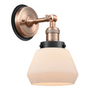 Fulton Sconce shown in the Antique Copper finish with a Matte White shade