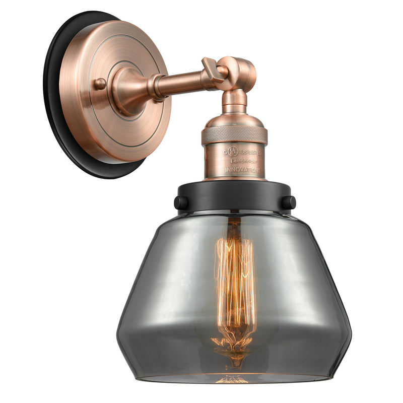 Fulton Sconce shown in the Antique Copper finish with a Plated Smoke shade