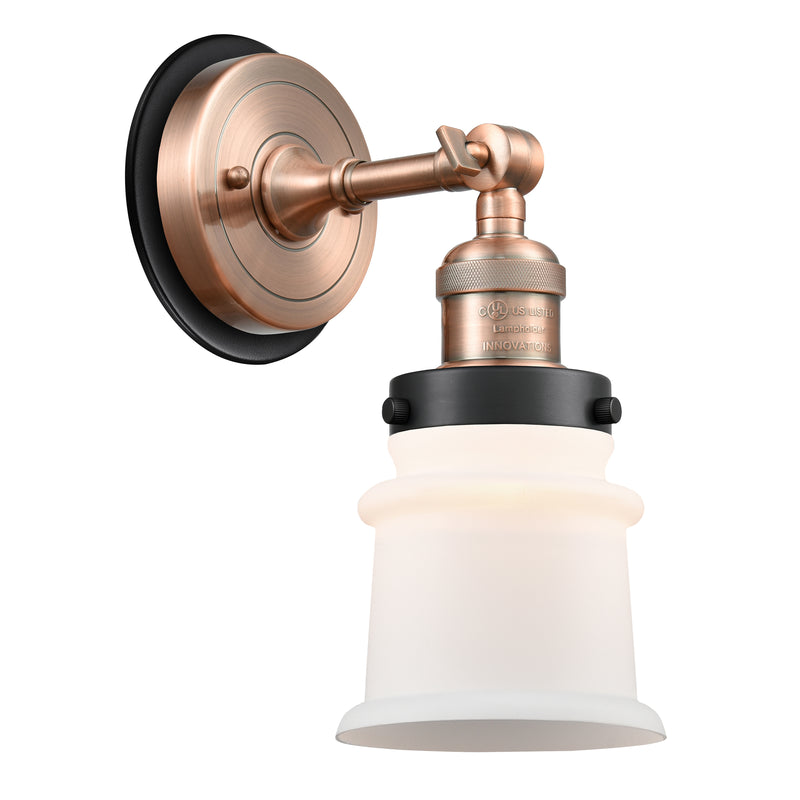 Canton Sconce shown in the Antique Copper finish with a Matte White shade