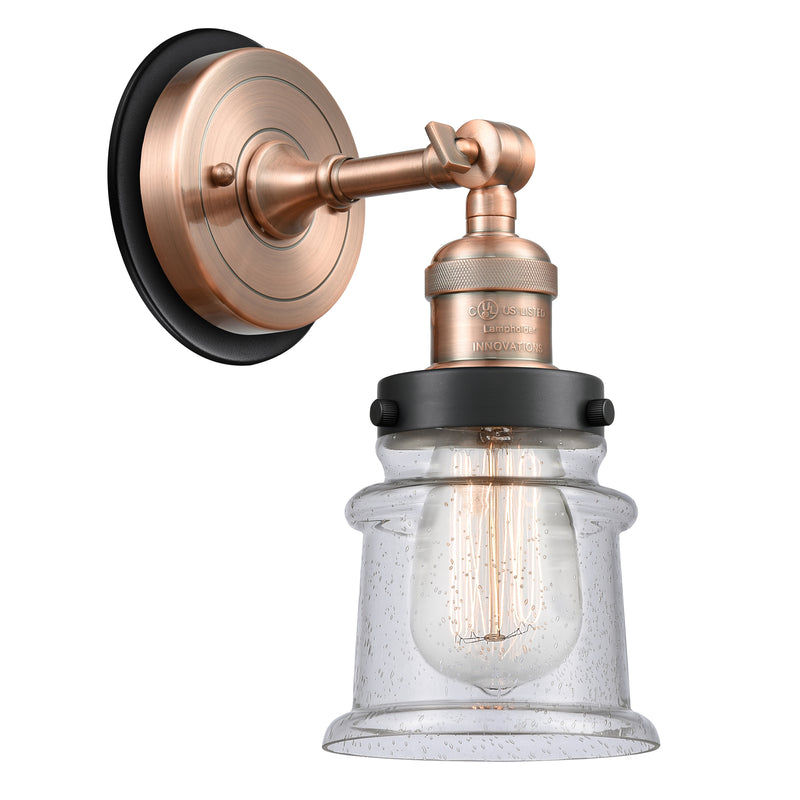 Canton Sconce shown in the Antique Copper finish with a Seedy shade