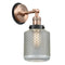 Stanton Sconce shown in the Antique Copper finish with a Clear Wire Mesh shade