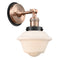 Oxford Sconce shown in the Antique Copper finish with a Matte White shade