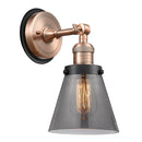 Cone Sconce shown in the Antique Copper finish with a Plated Smoke shade