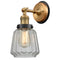 Chatham Sconce shown in the Brushed Brass finish with a Clear shade