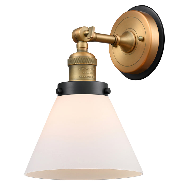 Cone Sconce shown in the Brushed Brass finish with a Matte White shade