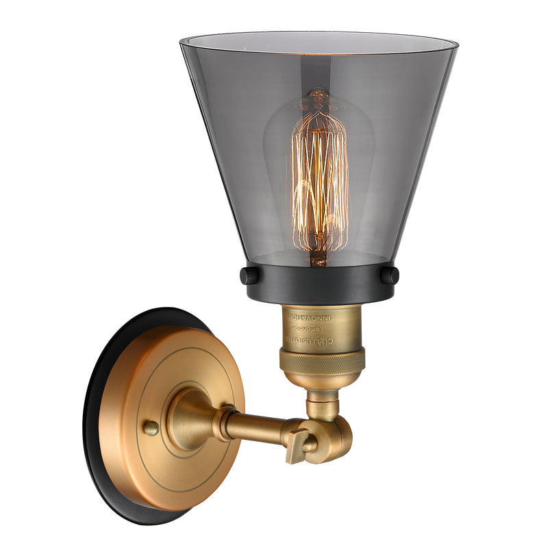 Innovations Lighting Small Cone 1 Light Mixed Metals Sconce Part Of The Franklin Restoration Collection 203BB-BPBK-HRBK-G63