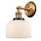 Bell Sconce shown in the Brushed Brass finish with a Matte White shade