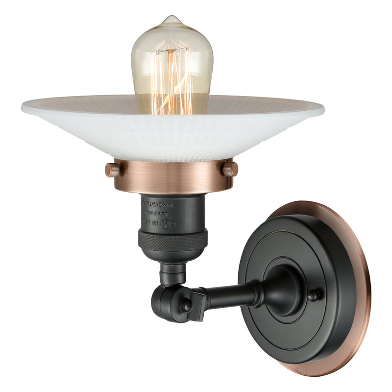 Innovations Lighting Halophane 1 Light Mixed Metals Sconce Part Of The Franklin Restoration Collection 203BK-BPAC-HRAC-G1