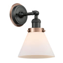 Cone Sconce shown in the Matte Black finish with a Matte White shade