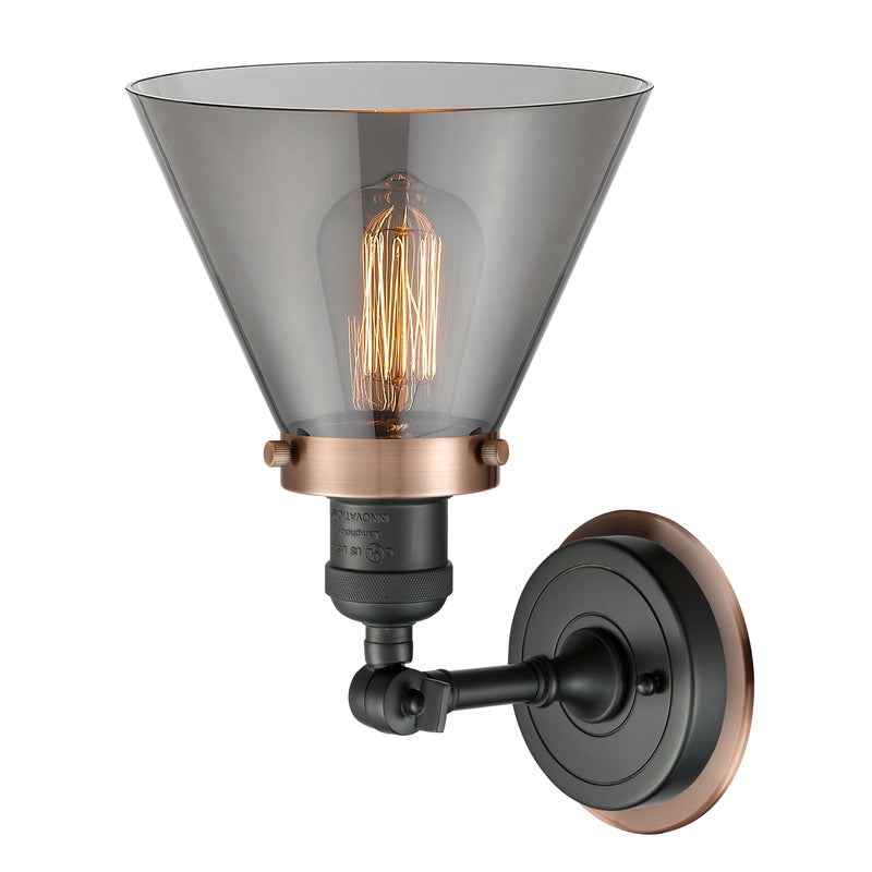 Innovations Lighting Large Cone 1 Light Mixed Metals Sconce Part Of The Franklin Restoration Collection 203BK-BPAC-HRAC-G43