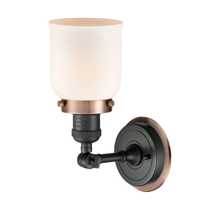 Innovations Lighting Small Bell 1 Light Mixed Metals Sconce Part Of The Franklin Restoration Collection 203BK-BPAC-HRAC-G51