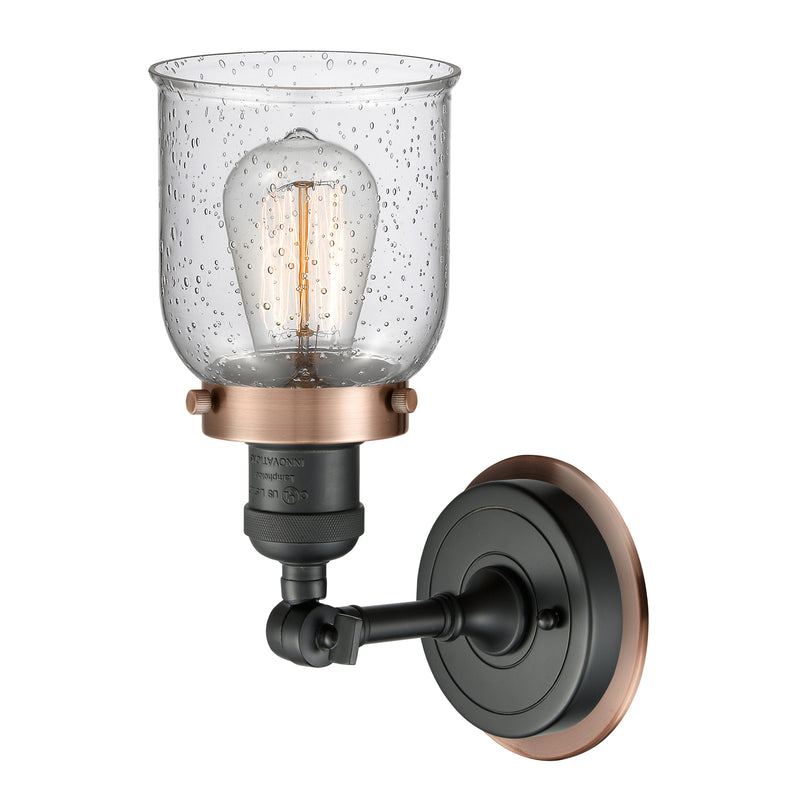 Innovations Lighting Small Bell 1 Light Mixed Metals Sconce Part Of The Franklin Restoration Collection 203BK-BPAC-HRAC-G54