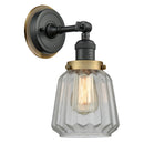 Chatham Sconce shown in the Matte Black finish with a Clear shade