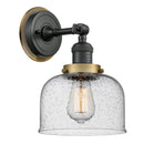 Bell Sconce shown in the Matte Black finish with a Seedy shade