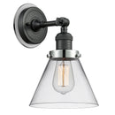 Cone Sconce shown in the Matte Black finish with a Clear shade