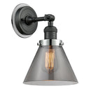 Cone Sconce shown in the Matte Black finish with a Plated Smoke shade