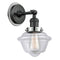 Oxford Sconce shown in the Matte Black finish with a Clear shade