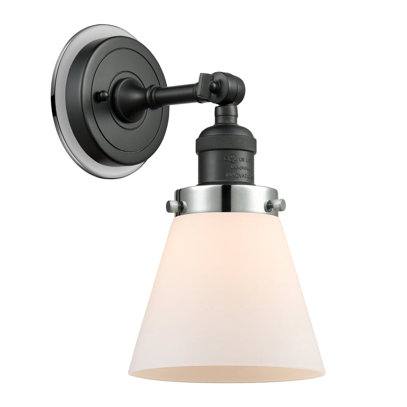 Cone Sconce shown in the Matte Black finish with a Matte White shade