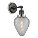 Geneseo Sconce shown in the Matte Black finish with a Clear Crackled shade