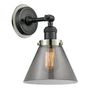 Cone Sconce shown in the Matte Black finish with a Plated Smoke shade