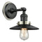 Railroad Sconce shown in the Matte Black finish with a Polished Nickel shade