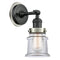 Canton Sconce shown in the Matte Black finish with a Clear shade