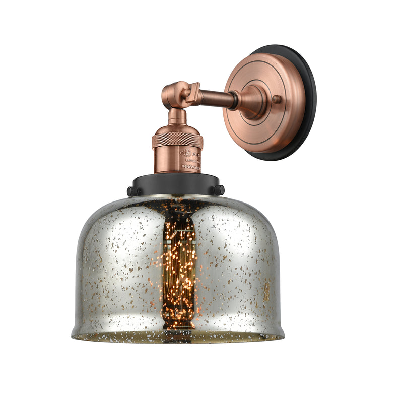 Bell Sconce shown in the Antique Copper finish with a Silver Plated Mercury shade